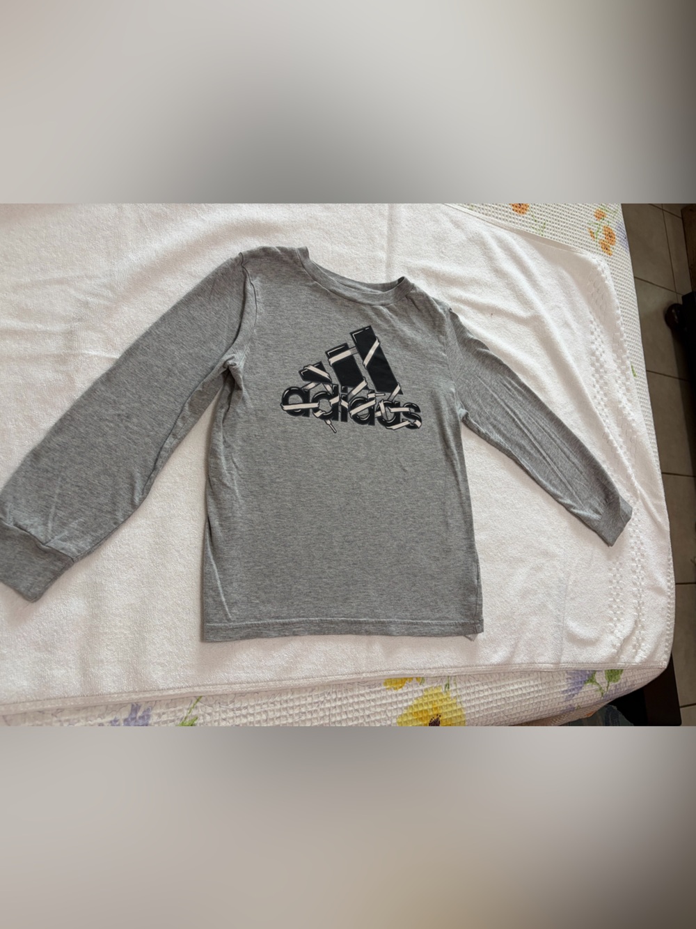 adidas Gray Long-Sleeve Logo Tee for Kids(32)
